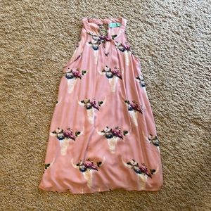 Sundress with flowers/longhorns…knee length. Size small